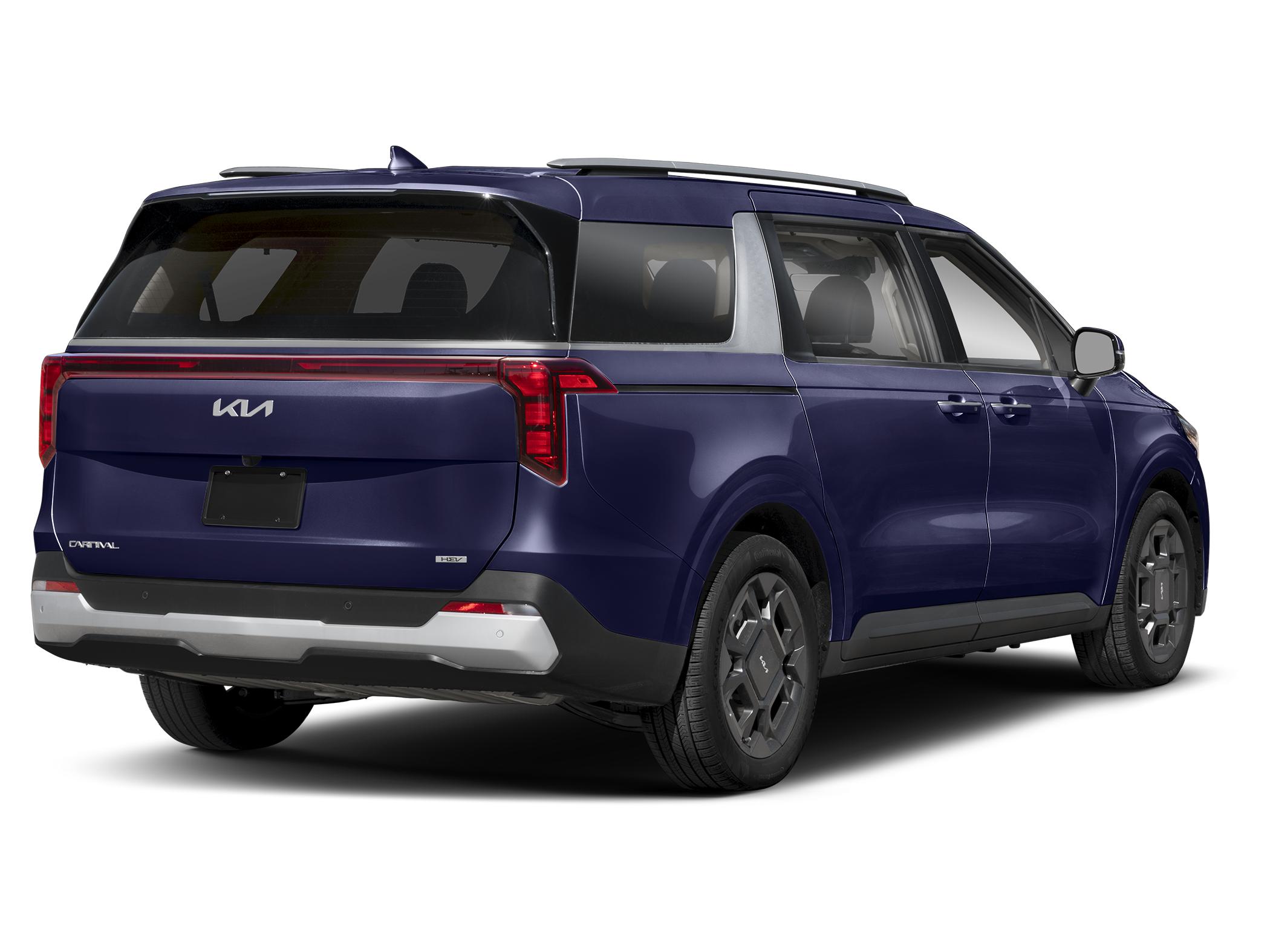2027 Kia carnival EX Hybrid — rear three-quarter view