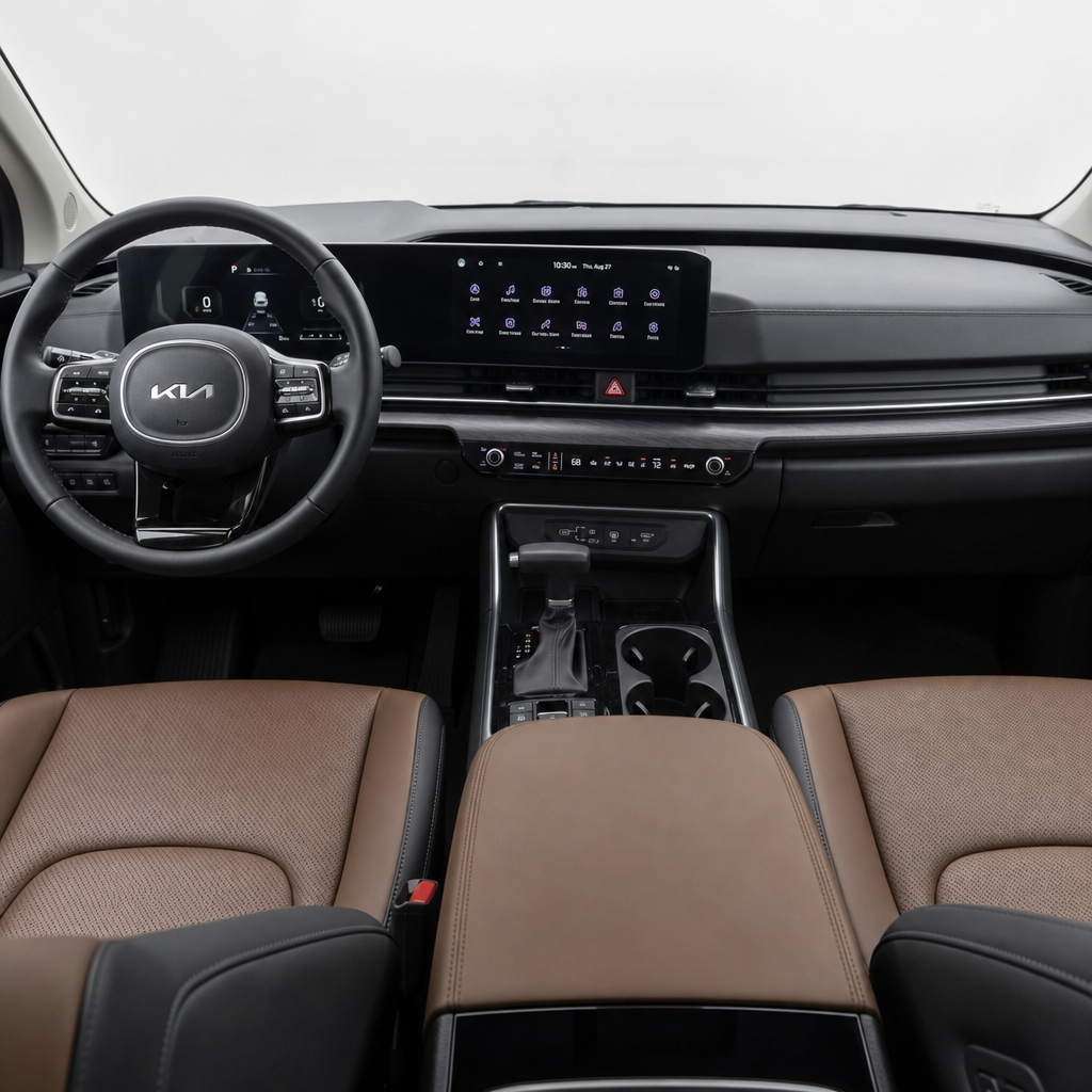 2027 Kia carnival EX — Tuscan Umber/off-black Leather
