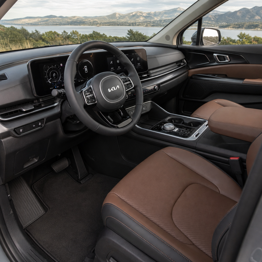 2027 Kia carnival EX — Tuscan Umber/off-black Leather