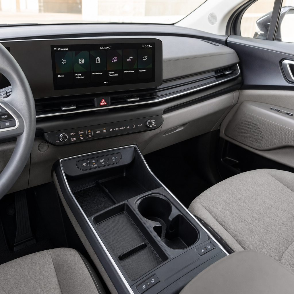 2027 Kia carnival LX — Taupe/off-black Cloth